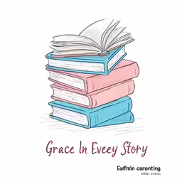 the title for grace in every story, with a stack of books
