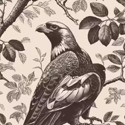 an illustration of an eagle sitting on top of a branch