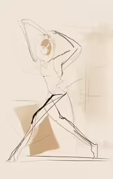 the lines of this drawing are quite abstract,a stylized photo of a female figure with black lines