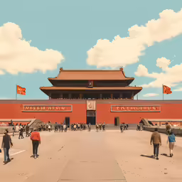 a very nice looking building with people walking around