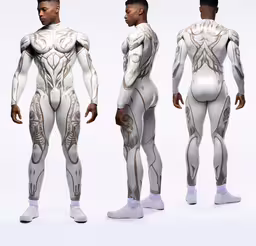 this is an image of a 3d male body scan,this is a man with three different sections