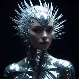 an image of a woman that has a lot of metal items on her head