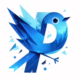 a blue bird with spikes is in front of a white background