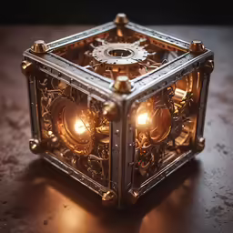 a close up of a metal object with a light on it