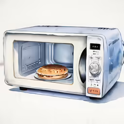 a picture of an image of an open microwave with a biscuit in it