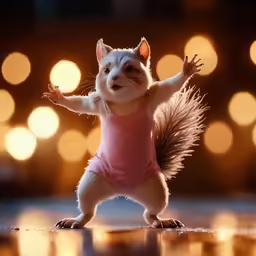 a very cute looking cat dancing with his arms up