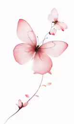 a pink butterfly and its white petals with watercolor paint