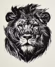 a drawing of a lion