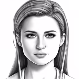 the realistic portrait of a woman with long hair