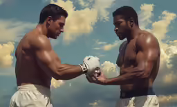 two men playing with each other on a field