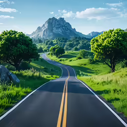 the road is running into the mountain