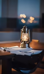 a lighted object on top of a table