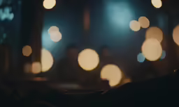 a blurry night time picture with lots of light
