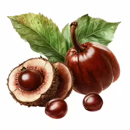 a large chestnut fruit on a white background