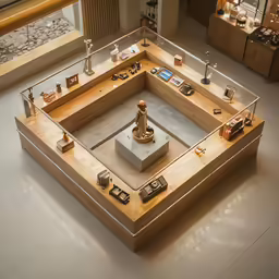 the inside of a museum displays an array of electronic devices