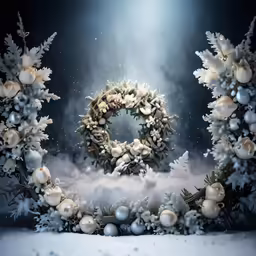 a christmas holiday display with a snow scene