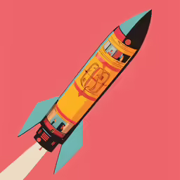 an artistic photo of a rocket taking off from the ground