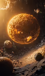 an image of a very large ball of fire floating in the air