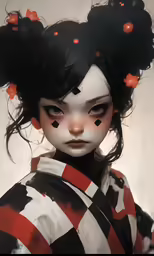 digital painting of geisha face with flower in her hair