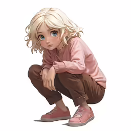 a small kid is dressed in pink and has blue eyes