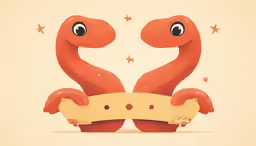 a drawing with the shape of two worms holding a piece of cheese