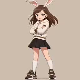 a person with a rabbit ears head standing