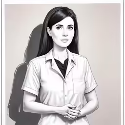 an black and white photo of a female nurse
