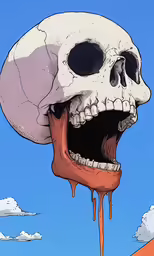 a large white skull that is sitting in the sky