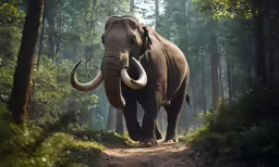 an elephant that is walking around in the woods