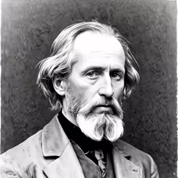 a black and white photo of a man with beards
