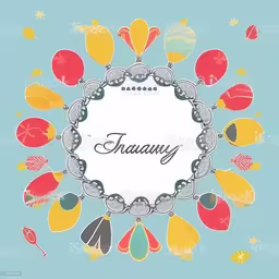 colorful indian style floral frame with text shaany