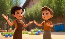 two cartoon characters are standing next to each other