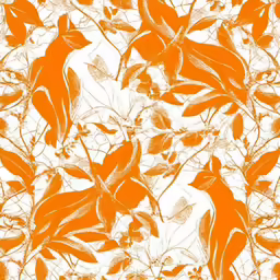 an orange and white bird on a branch with leaves