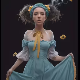 an animated illustration of a woman in a costume
