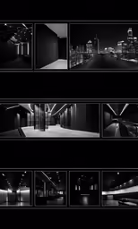 black and white scenes of multiple ways in the middle of town