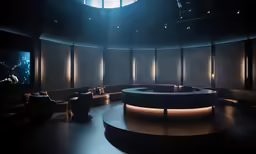 a room that has some lights on