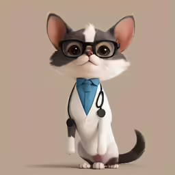 a digital art of a cartoon cat in glasses