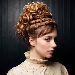 a close up image of an attractive young lady wearing short brown hair