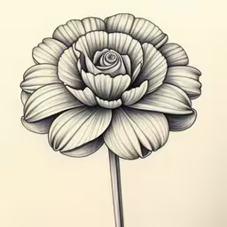 a drawing of a large flower in a shape of a flower,a flower that is drawn in pencil on paper