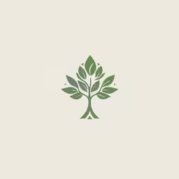 a green and white logo for a tree