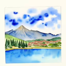 /tmp/FOODLPu41.jpg = an image of a mountain with houses in it
,/tmp/FOODLPu41.jpg = a painting on paper of a small village near the water
,/tmp/FOODLPu41.jpg = an illustration of an autumn scene with a lake, mountain, houses and mountains
,/tmp/FOODLPu41.jpg = this picture depicts a mountain range with houses near the water
,/tmp/FOODLPu41.jpg = a painting of a landscape of mountains, houses, and water
,/tmp/FOODLPu41.jpg = a watercolor painting shows the mountains and water
,/tmp/FOODLPu41.jpg = a watercolor painting of mountains and trees by the lake
