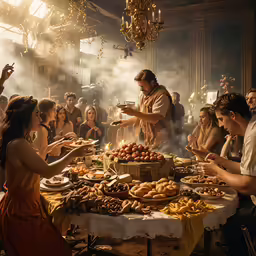 a group of people gathered at a dinner table