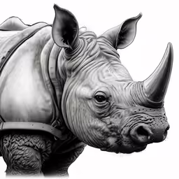 rhinoceros are big and tiny with the harnessed horns