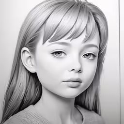 a drawing of a girl wearing long hair