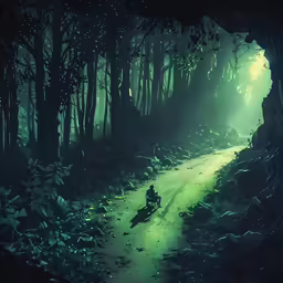 a person riding a motor bike in the dark