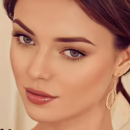 a woman wearing large hoop earrings with gold detail
