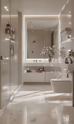 a very big fancy bathroom with a tub