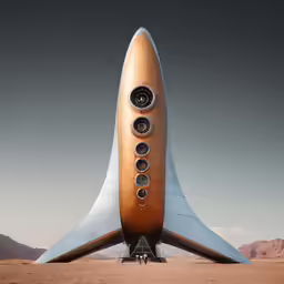 a large space shuttle sitting on top of a desert