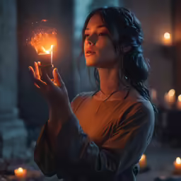 the girl with the candle light in her hands
