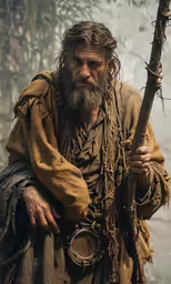 a man with a beard wearing traditional clothing